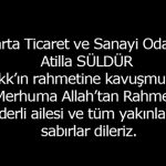 Eski ITSO Başkanı Atilla SÜLDÜR’ün Vefat Haberi